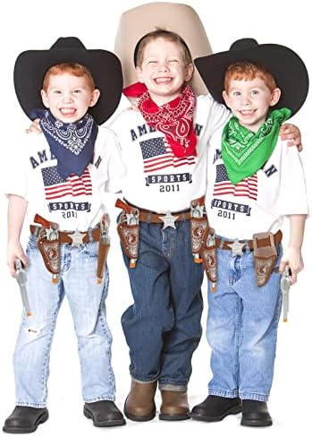 Cowboy Toys Set, 6Pieces Brown Adjustable Cowboy Gun Belt and Holster for Kids, Vintage Dress-up Accessories Costume for Halloween