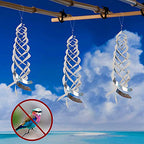 Hausse Bird Repellent Spiral Reflectors Silver Mylar Spinner, Hanging Reflective Bird Deterrent Device, Garden Decorative Scare Birds Away, Like Woodpeckers, Pigeons and Geese, 6 Pack