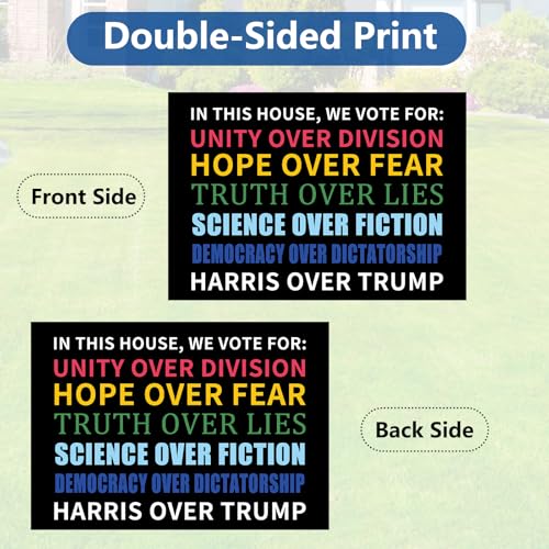 Probsin Kamala Harris 2024 Yard Sign with Metal Stakes Double Sided 12" x 17" In This House Harris Over Trump Signs Voted for Kamala Harris Outdoor Decorations for Lawn, Garden, Window, Party Supplies