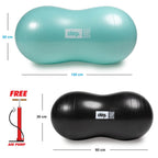 Chirp Cloud Peanut Mobility Ball for The Back, Physical Therapy Massage Ball for Adults, Exercise Balance Ball, Sensory Therapy Toys for Autistic & ADHD - 2 Pack (Mint 100x50cm, Black 60x30cm)