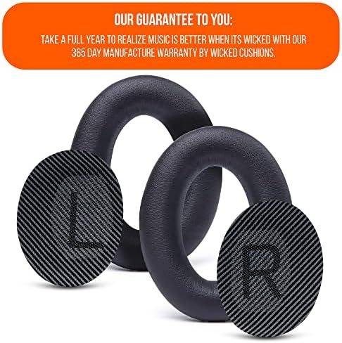 WC Wicked Cushions Upgraded Replacement Ear Pads for Bose QC35 & QC35ii (QuietComfort 35) Headphones & More - Softer Leather, Luxurious Memory Foam, Added Thickness, Extra Durability | Black
