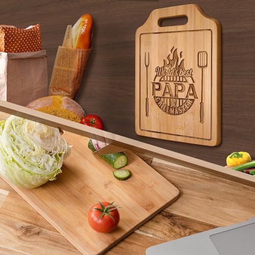 AceThrills Papa Gifts - Engraved Bamboo Cutting Board 12.3"L x 8.7"W x 0.4"Th - Papa birthday Gifts from Grandkids, Gifts for Papa, Papa Christmas Gifts