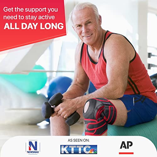 DR. BRACE ELITE Knee Brace with Side Stabilizers & Patella Gel Pads for Maximum Knee Pain Support and fast recovery for men and women-Please Check How To Size Video (Sunrise, X-large)