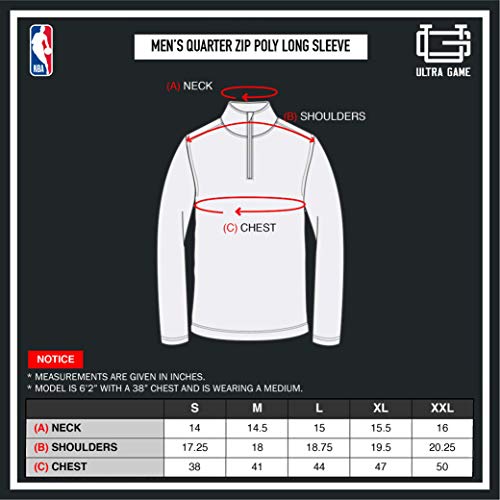 Ultra Game NBA Men's Quarter Zip Long Sleeve Pullover T-Shirt