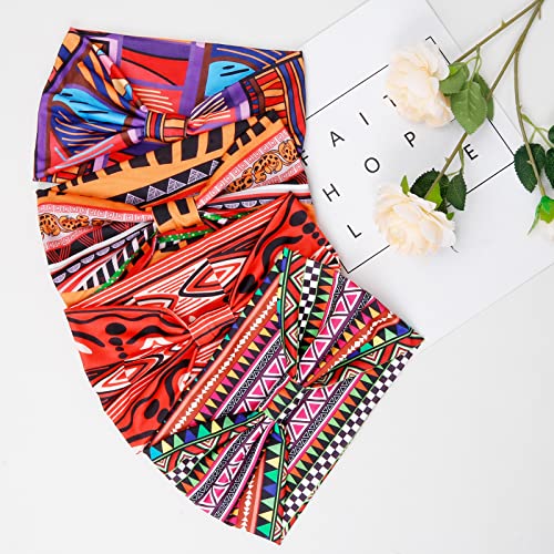 Huachi Wide Headbands for Women Boho Workout Head Bands for Women’s Hair African Knotted Non Slip Headwrap Turban Sport Yoga Girls Bandeau Hair Accessories (Pack of 4)