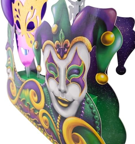 Cheerland Mardi Gras Decoration Mask Centerpiece Fat Tuesday Party Supplies Table Decorations Masquerade Carnival Decor Balloon Display for Mardi Gras Party Parade and Festival Accessories