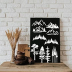 Mountain Stencils for Painting on Wood Burning Patterns Pine Tree Stencils Nature Stencil Christmas Tree Paint Template on Art Craft Canvas Wall Fabric Rock (50 Mountain)