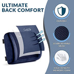 ComfiLife Lumbar Support Back Pillow Office Chair and Car Seat Cushion - Memory Foam with Adjustable Strap and Breathable 3D Mesh (Navy)