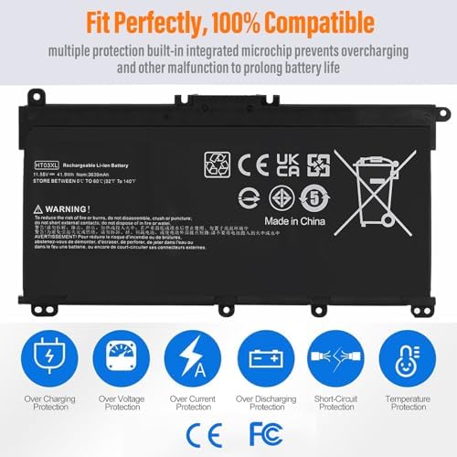 HT03XL L11119-855 Laptop Battery Replacement for HP Pavilion 14-CE 14-CF 14-DF 15-CS 15-DA 15-DB 15-DW 17-by 17-CA Series 15-CS0053CL 15-DW0033NR 15-DA0014DX L11421-542 L11421-2C2