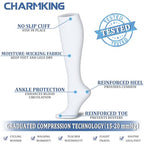 CHARMKING Compression Socks for Women & Men (8 Pairs) 15-20 mmHg Graduated Copper Support Socks are Best for Pregnant, Nurses - Boost Performance, Circulation, Knee High & Wide Calf (S/M, Multi 55)