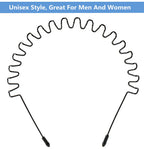Metal Hair Band for Men Headband Women Bands Unisex Black Wavy Spring Outdoor Sports Headbands Men's Hoop Clips Accessories Simple Elastic Non Slip Head Headwear