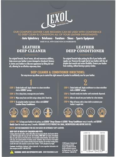 Lexol Leather Care Kit Conditioner and Cleaner, Use on Car Leather, Furniture, Shoes, Bags and Accessories, Trusted Leather Care Since 1933, Quick & Easy 2-Step Regimen, 16.9 oz Bottles Plus 2 Sponges,Black