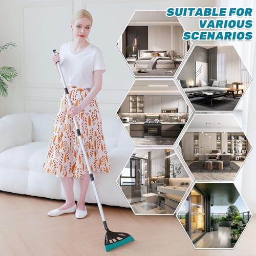 Heilo Magic Broom Sweeper, Multifunction Silicone Broom, Household Squeegee Broom for Floor Cleaning, Bathroom, pet Hair, Blue Dog Broom Brush Set (Light Grey)