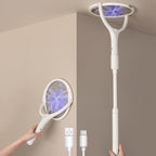 GeckoMan Rotating Head Electric Fly Swatter Racket Rechargeable Bug Zapper Racket Bug Zapper Indoor Fly Zapper Mosquito Zapper Flies Killer for Indoors, with a Telescopic Extension