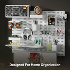 Keepo Pegboard Combination Kit, Pegboards and Accessories Modular Hanging for Wall Organizer, Crafts Organization, Ornaments Display, Nursery Storage, Peg Board (White, 33″×22″)