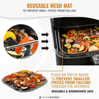 Air Fryer Accessories with Rack, Reusable Mats and Cheat Sheet Guides Compatible with Cosori, Instant Pot Vortex, Ninja Foodi, Ultrean + More - Stainless Steel Air Fryer Rack, Square 7.7 inches