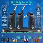 A9 Wireless Guitar System - 2.4GHz Guitar Accessories Transmitter Receiver, 24-bit 48KHz Audio, 100ft Range, No Latency, 4-Hour Rechargeable Battery, for Electric Guitar Bass (Black(2TX+1TX))