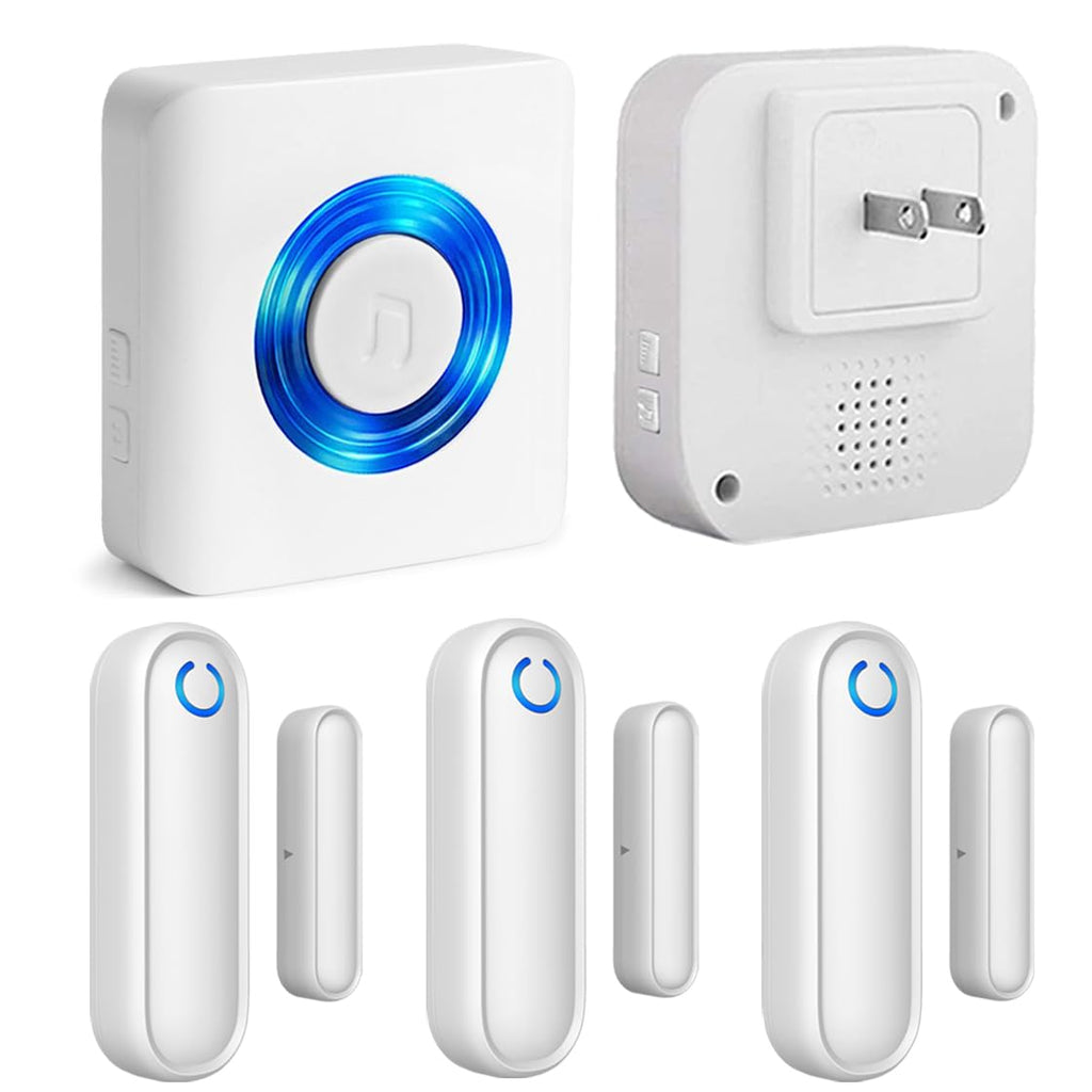 YisTech Caregiver Pager Door Alarms for Dementia Patients/Kids Safety/Home Security,Wireless Door Alarm Sensor for Elderly/Business/Home/Store (Three Sensor One Receiver)