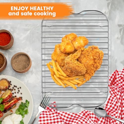 Air Fryer Rack for Ninja Foodi FG551 Smart XL Indoor Grill with Air Fry, 11.6''*7.6'' Stainless Steel Air Fryer Accessories Roasting Steamer Grill Racks Baking Tray，Dishwasher safe