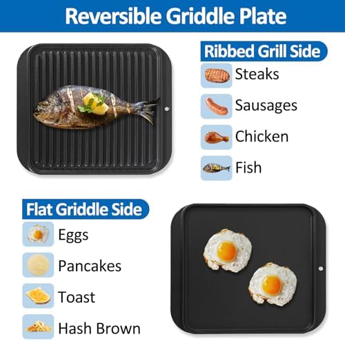 Cast Iron Griddle Plate Accessories for Cuisinart TOA-60 TOA-65 Toaster Air Fryer Convection Oven Reversible Grill Pan Replacement Part