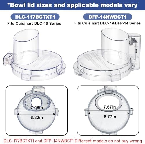 DFP-14NWBCT1 Replacement Clear Food Processor Work Bowl Cover with 4 Locking Tabs, Compatible with Cuisinart Tritan food Processor Only fits Bowl DLC-005AGTXT1,Fits Model DFP-14, DFP-14BCN, DFP-14BCHN