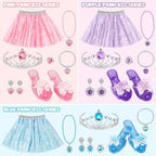 Princess Dress Up Toys & Jewelry Boutique, Costumes Set incl Color Skirts, Shoes, Crowns, Accessories, Girls Role Play Gift for 3 4 5 6 Year old Girl Toddler B-day Party Favors