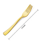 Jutieuo Gold Plastic Forks 7.4 Inch (100-Count) Exquisite Gold Forks Disposable Plastic Silverware Gold Plastic Cutlery for Parties, Weddings, Catering Events