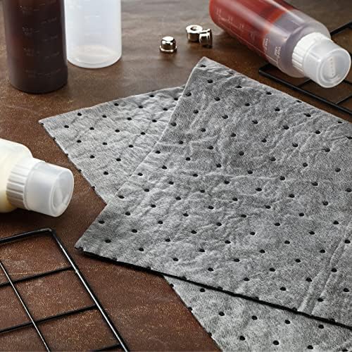 Hoolerry Oil Absorbent Pads Weight Dimpled Pad Garage Accessories Water Absorbent Mat Oil Spill Mat for Absorbing Protecting Home Garage Basement (100 Pcs,Gray,9.8 x 13 Inch)