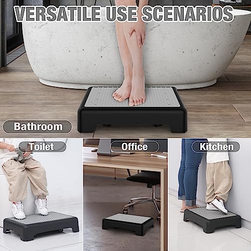 HBTower Mobility Step Stool, Non-Slip Step Platform Indoor and Outdoor, Portable Step Riser for Adults & Seniors, Safety Step for Car, Bedside, Office, Shower, Stairs(Grey)