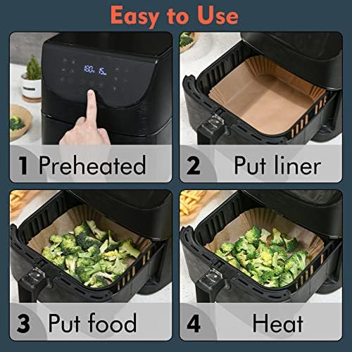 [3-Size] Air Fryer Disposable Paper Liner Compatible with Ninja Foodi Dual Air Fryer Toaster Oven, Non-stick Air Fryer Parchment Paper Baking Accessories (100Pcs - 8.7 Inch Rectangle, Natural)