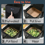 [3-Size] Air Fryer Disposable Paper Liner Compatible with Ninja Foodi Dual Air Fryer Toaster Oven, Non-stick Air Fryer Parchment Paper Baking Accessories (100Pcs - 8.7 Inch Rectangle, Natural)