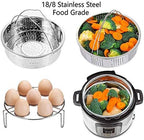 Steamer Basket, Egg Rack Holder, 7" Non-stick Springform Cake Pan, 50 Pcs Cake Paper for Instant Pot Accessories, Vegetable Food Steamer Rack. Fit Pot 5,6,8 qt Pressure