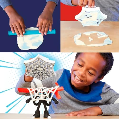Play-Doh Marvel Spider-Man Launch & Slice Battle Playset with 2 Bendy Action Figures and 7 Accessories, Imagination Toys for Boys & Girls 4 Years & Up
