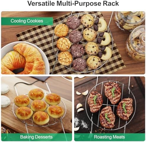 GSlife Instant Pot Steamer Rack with Silicone Handle - Stainless Steel Instant Pot Accessories, Steam Rack for 6, 8 Qt Pressure Cooker, Cooking Cooling Steaming Baking Rack 7.7'', 2 Pack
