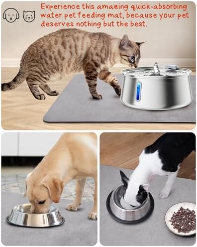 Cat Dog Food Mat, Rapid Water Absorption Dog Mat for Food and Water,100% Waterproof Cat Dog Bowl Mat, Pet Food Mat for Messy Drinkers to Protect Floors, Pet Accessories Supplies
