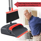 kelamayi Broom and Dustpan Set for Home，Broom and Dustpan Set, Broom Dustpan Set, Broom and Dustpan Combo for Office, Indoor&Outdoor Sweeping, Stand Up Broom and Dustpan (Black&Red)