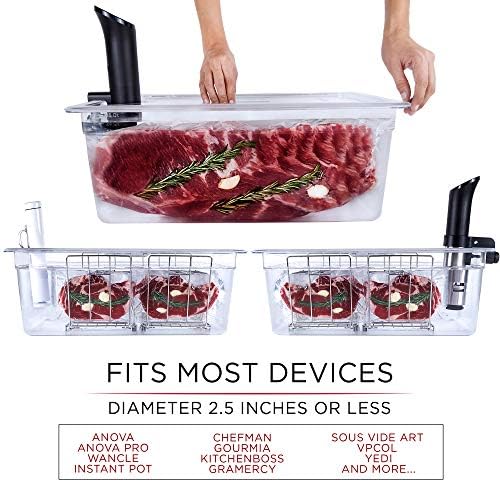 Large Sous Vide Container with Lid and Racks Kit | Sous Vide Accessories | Väeske Large Sous Vide Container with Lid and 2 Racks | Sous Vide Accessories | Compatible with Anova, Anova Nano, Joule, Instant Pot, Sous Vide Cookers (26 QT, Container/Racks)