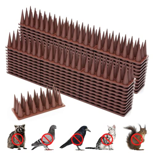 Bird Spikes, 20 Pack Bird Squirrel Raccoon Pigeon Cat Animal Deterrent Spikes for Outside Anti Bird Defender Spikes Outdoor to Keep Birds Away Brown