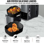 Air Fryer Liners for Ninja Double Stack XL: SL400UK Silicone Liners, Ninja Double Stack Accessories, Ninja Double Stack Air Fryer Liners with Holes, Ninja SL400UKCP Liners by FryEasy [UK Company]