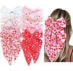 Valentine's Day Hair Bows for Women Hair Ribbon Bow Hair Clips with Long Tails Vintage Hair Accessories for Women Valentine's Day Hair Bows for Women Heart Hair Bow