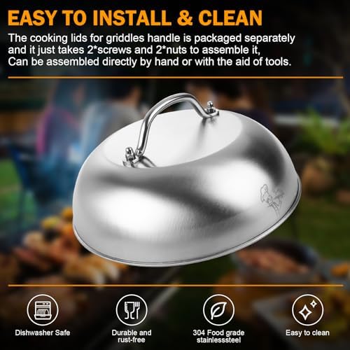 Grill Dome Cover - Griddle Accessories Heavy Duty 9" Wide Smashed Burger Melting Cheese Blackstone Dome,Fits for Cuisinart Stainless Steel Basting and Steaming Lid Cooking for Use in Flat Top Grills