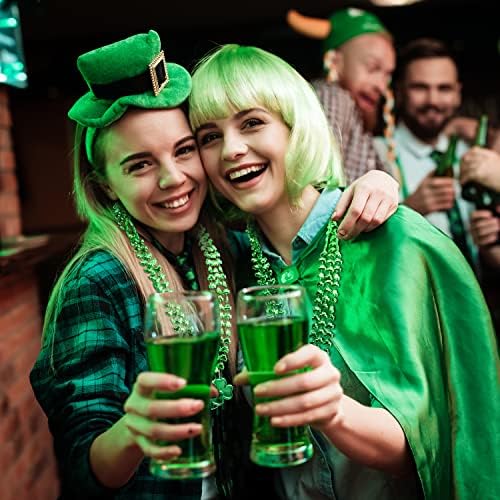 JOYIN 24 Pcs St Patricks Shamrock Necklaces, Green Clover-Shaped Bead Necklace with Pendant for St. Patrick's Day Party Supplies Dressing-up Accessories Party Favors, Irish Leprechaun Plastic Jewelry