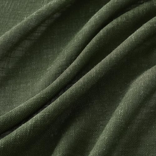 MIULEE Olive Green Linen Curtains 96 Inch Long for Bedroom Living Room, Soft Thick Linen Textured Window Drapes Semi Sheer Light Filtering Rod Pocket Back Tab Christmas Burlap Look, 2 Panels