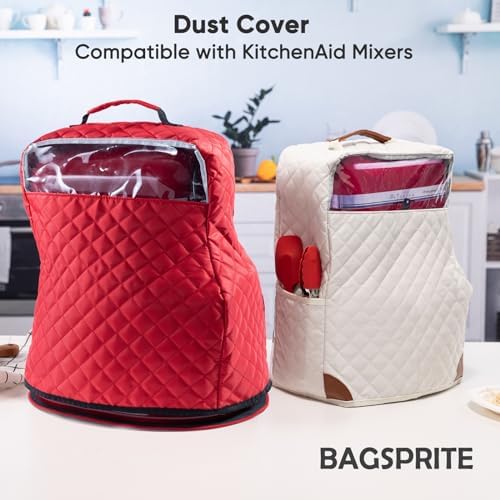 BAGSPRITE Stand Mixer Cover with Appliance Sliders Compatible with KitchenAid Mixer 4.5/5 Quart with Pockets for Kitchen Aid Accessories and Attachments