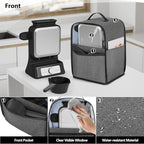 Yarwo Visible Dust Cover Compatible with Ninja BW1001 Belgian Waffle Maker PRO NeverStick, Protective Cover with Top Handle and Pockets Fits Waffle Iron, Pour Cup, Tongs or Other Kitchen Accessories