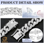 Silver Dog Chain Collar Diamond Cuban Link Dog Collar 13mm Wide Dog Necklace Metal Cat Chain Pet Crystal Collar Jewelry Accessories for Small Medium Large Dogs Cats(14inch)