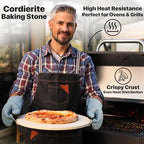 KitchenStar 16-inch Pizza Making Set, 4 Essential Tools - Pizza Stone + Stainless Steel Rack, Acacia Wood Pizza Peel, Pizza Cutter Rocker + Protective Cover, Metal Brush - Oven & Grill Accessories Kit
