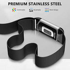 JKD Compatible with Fitbit Charge 6/Charge 5 Bands, Adjustable Stainless Steel Metal Mesh Loop Replacement Straps for Women & Men, Advanced Activity & Fitness Trackers