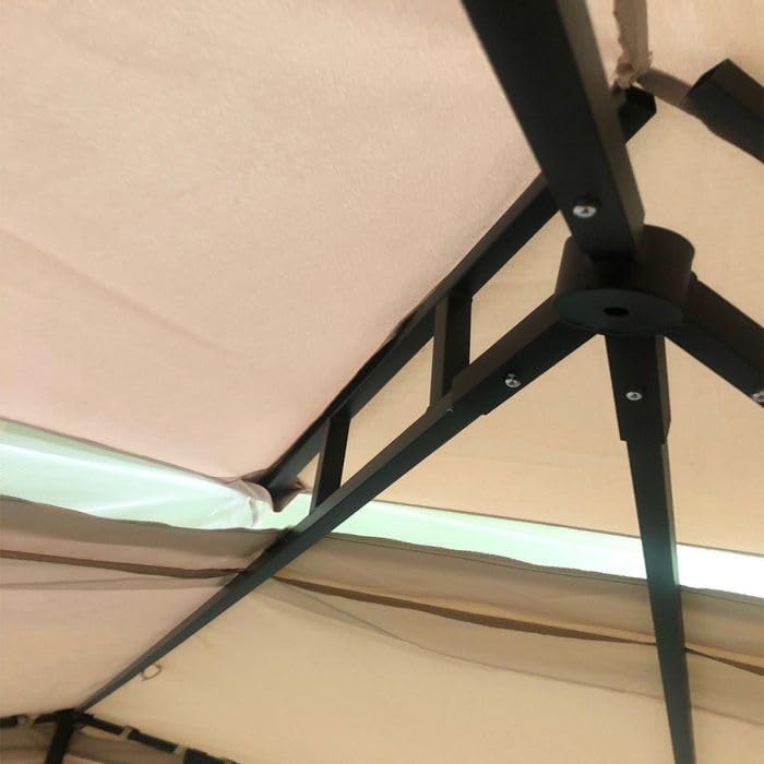 Garden Winds Custom Fit Replacement Canopy Top Cover Compatible with The Mainstays Easy Assembly MSD236247917053 10' x 12' Gazebo - Upgraded Performance RipLock 350 Fabric - Beige
