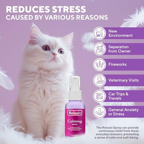 Calming Pheromone Spray & Scratch Repellent for Cats - Reduces Scratching Furniture, Pee - During Travel, Fireworks, Thunder, Vet Zone - Helps to Relief Stress, Fighting, Hiding